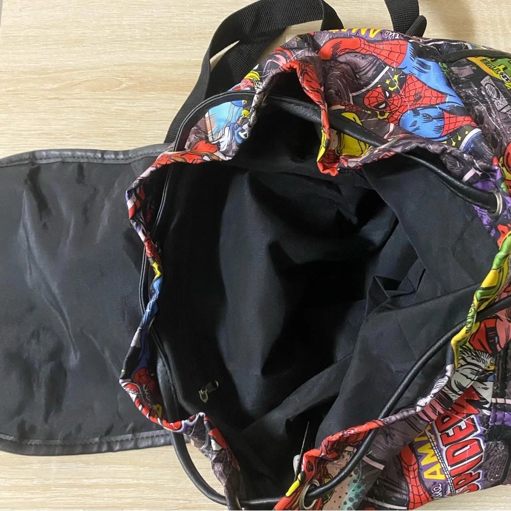 Marvel Avengers Comic Backpack Knapsack Drawstring Spiderman Hulk Iron Man NWOT